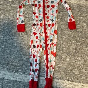 Little Sleepies Red and White Heart Print Footie